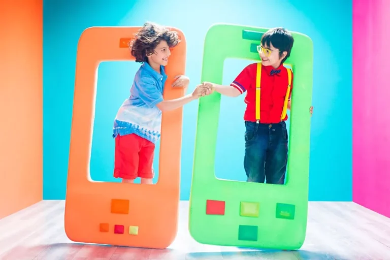 Two small boys playing together, working on their communication.